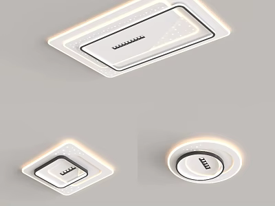 Modern Ceiling Lights With Illuminated Edges In Square And Round Shapes 3d model
