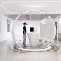 Modern Experience Area With Spherical Display Stand And VR Content Screens 3d model