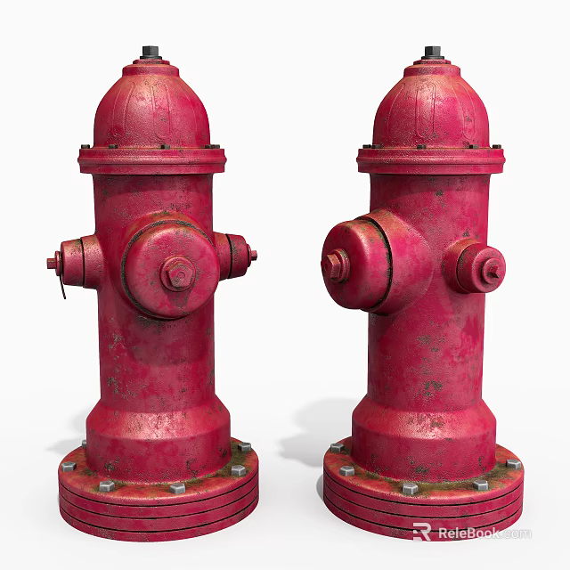 Red Metal Fire Hydrants As Essential Outdoor Fire Safety Equipment For Emergencies 3d model 