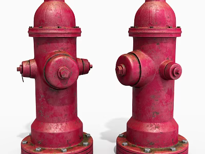 Red Metal Fire Hydrants As Essential Outdoor Fire Safety Equipment For Emergencies 3d model