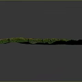 3D Terrain Model of Green Mountain Ranges With White Snowy Peaks on Black Background
