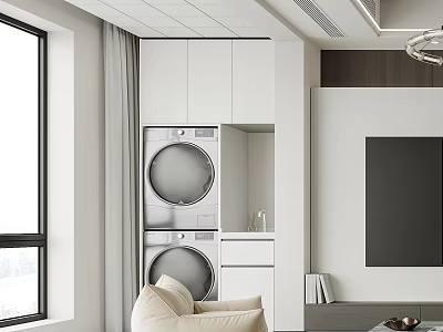 Leisure Chair Lazy Sofa Laundry Cabinet Washing Machine Balcony Simple Living Room Y085 3d model