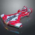 Red And Silver Sci Fi Spaceship With Sleek Structure And Blue Accent Lights 3d model