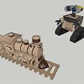 Wooden Building Blocks Creative Steam Train And Robot Model Toy Creations