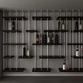 Modern Wall Mounted Wine Cabinet With Multiple Shelves And Various Wine Bottles