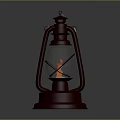 Vintage Red Kerosene Lantern With Glass Shade Metal Frame And Flame