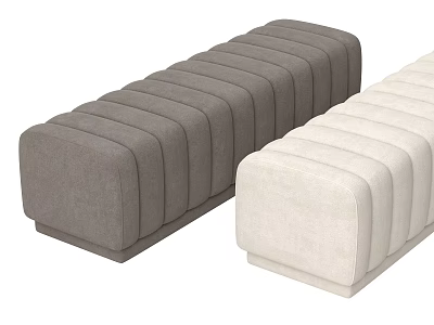Modern Upholstered Sofa Bench With Grey And Beige Striped Design For Home 3d model
