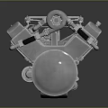 Metallic Silver Engine Mechanical Equipment With Intricate Pipes And Metal Parts