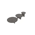 Three Modern Round Marble Coffee Tables With Sleek Base Design 3d model
