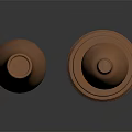 Terracotta Clay Vases In Two Sizes On Dark Background With Reflection 3d model