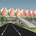 Round Overpass Geometric Angular Diamond Roof Covered Bridge 3d model