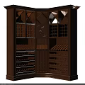 Elegant Wooden Wine Cabinet With X Shaped Compartments Carved Design And Multiple Wine Racks