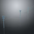 3D Rendered Modern Floor Lamp Furniture With Wire Details And Reflections On Gray Background