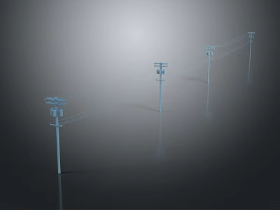 3D Rendered Modern Floor Lamp Furniture With Wire Details And Reflections On Gray Background 3d model