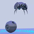 Mechanical Beetle Doll And Spherical Doll With Blue Light Background