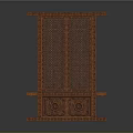 Traditional Wooden Carved Screen With Intricate Lattice Panels And Floral Patterns