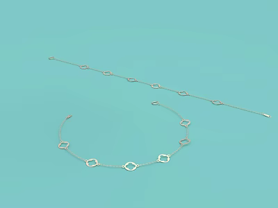 Minimalist Silver Hexagon Links Pendant Necklace with Delicate Chain Fashion Jewelry 3d model