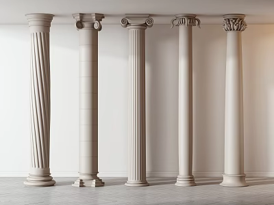 Roman Columns Featuring Diverse Classic Architectural Styles For Interior Design 3d model
