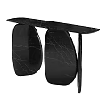 Black Veined Marble Console Table With Modern Oval Shaped Supports 3d model