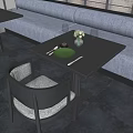 Stylish Table And Chair Combination With Green Plates Wine Glasses And Yellow Flowers