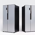 Two Modern Double Door Refrigerators With Stainless Steel And Black Finish Design