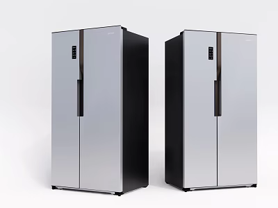 Two Modern Double Door Refrigerators With Stainless Steel And Black Finish Design 3d model