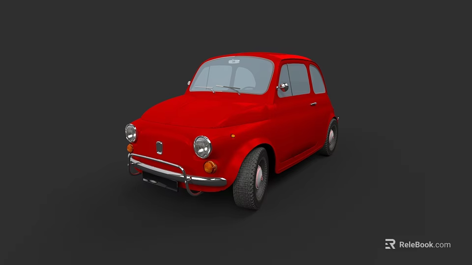 Red Vintage Small Car With Classic Design And Sleek Exterior Details 3d model 