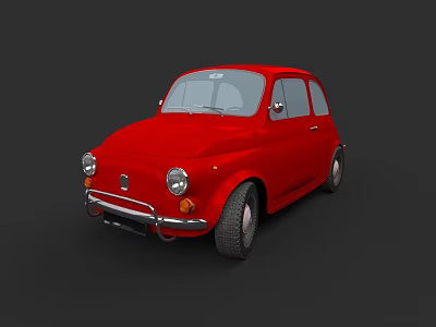 Red Vintage Small Car With Classic Design And Sleek Exterior Details 3d model
