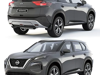 Nissan Gray SUV Exterior Design Featuring Front Rear Views And Alloy Wheels 3d model