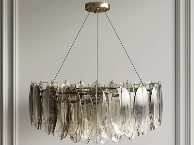 Elegant Modern Crystal Chandelier With Transparent Hanging Crystal Pieces And Metallic Base 3d model