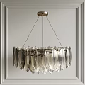 Elegant Modern Crystal Chandelier With Transparent Hanging Crystal Pieces And Metallic Base