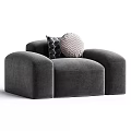 Modern Gray Single Sofa Featuring Geometric Pattern Pillows for Living Room 3d model