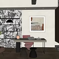 Modern Study Room Interior With Decorative Shelf Desk Armchair Artwork And Natural Light