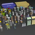 Trash Bins In Various Colors Different Styles And Multiple Sizes For Waste Management 3d model