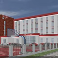 Birds Eye View Planning of Modern Buildings With Parking Red Track Green Landscaping and Roads
