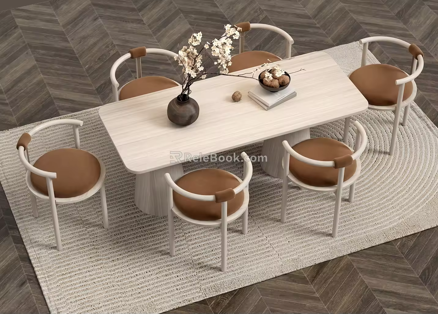 Ancient Nordic Dining Tables and Chairs 3d model