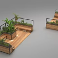 Outdoor Wooden Chairs With Green Plants And Palm Trees On Patio Railing