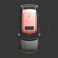 Stylish Gray SUV Car With Pink Roof Black Wheels Red Front Accents And Reflection