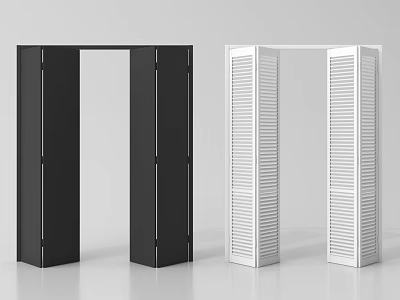 Modern Interior Folding Doors With Black And White Slatted Design 3d model