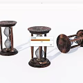 Three Piece Vintage Wooden Hourglass Decorative Ornament Set For Home Decor
