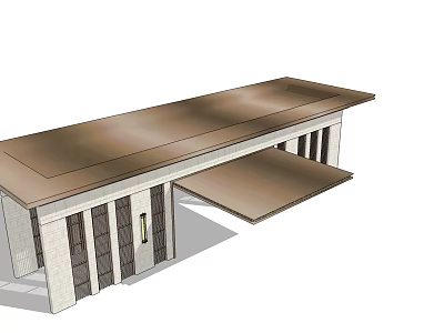 Modern Residential Building With Flat Roof Stone Exterior And Vertical Grilles 3d model