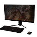 computer monitor mechanical keyboard mouse 3d model