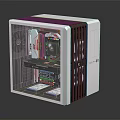 White PC Case with Transparent Side Panel and Internal Hardware for Modern Electronics Appliances 3d model
