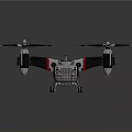 Futuristic Metallic Aircraft With Dual Rotors And Yellow Tip Blades