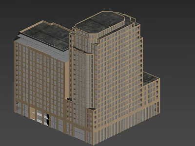Modern Multi Storey Office Building Exterior With Glass Windows And Brick Facade 3d model