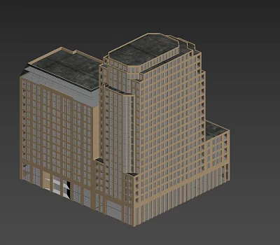 Modern Multi Storey Office Building Exterior With Glass Windows And Brick Facade 3d model