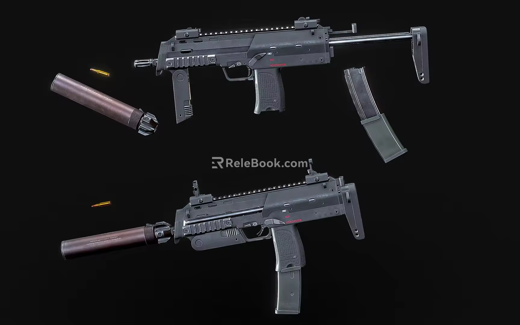 mp7 submachine gun automatic submachine gun 3d model