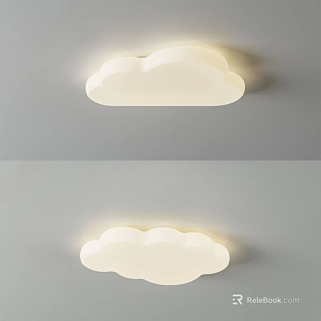 Cloud Shaped Ceiling Light with Soft White Glow for Modern Living Spaces 3d model