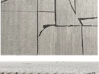 Modern Abstract Square Rug Featuring Geometric Stripes And Intersecting Line Patterns 3d model