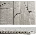 Modern Abstract Square Rug Featuring Geometric Stripes And Intersecting Line Patterns